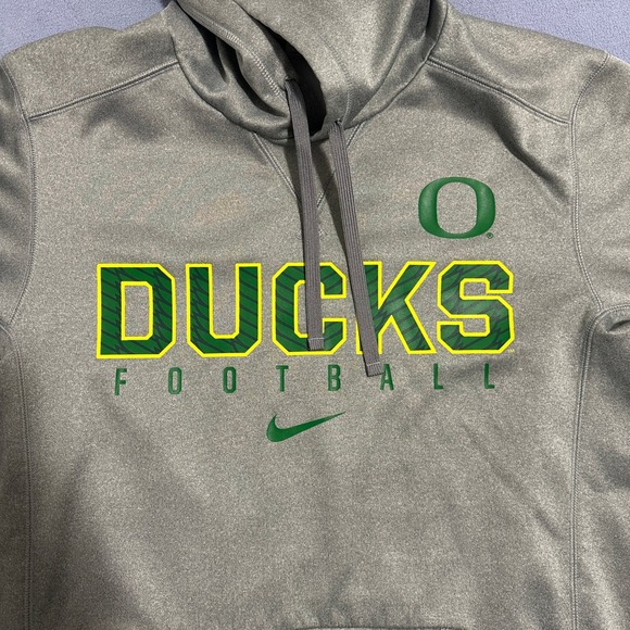 Nike Oregon Ducks Football Therma-FIT Hoodie Pullover NCAA Gray Mens Size Small - Picture 3 of 12